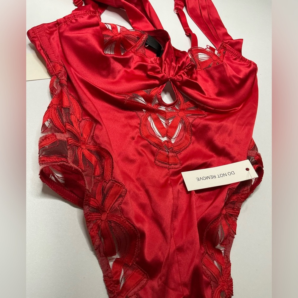 For Love & Lemons Red Lace Hallie Teddy Bodysuit Size XS NWT - Picture 10 of 10